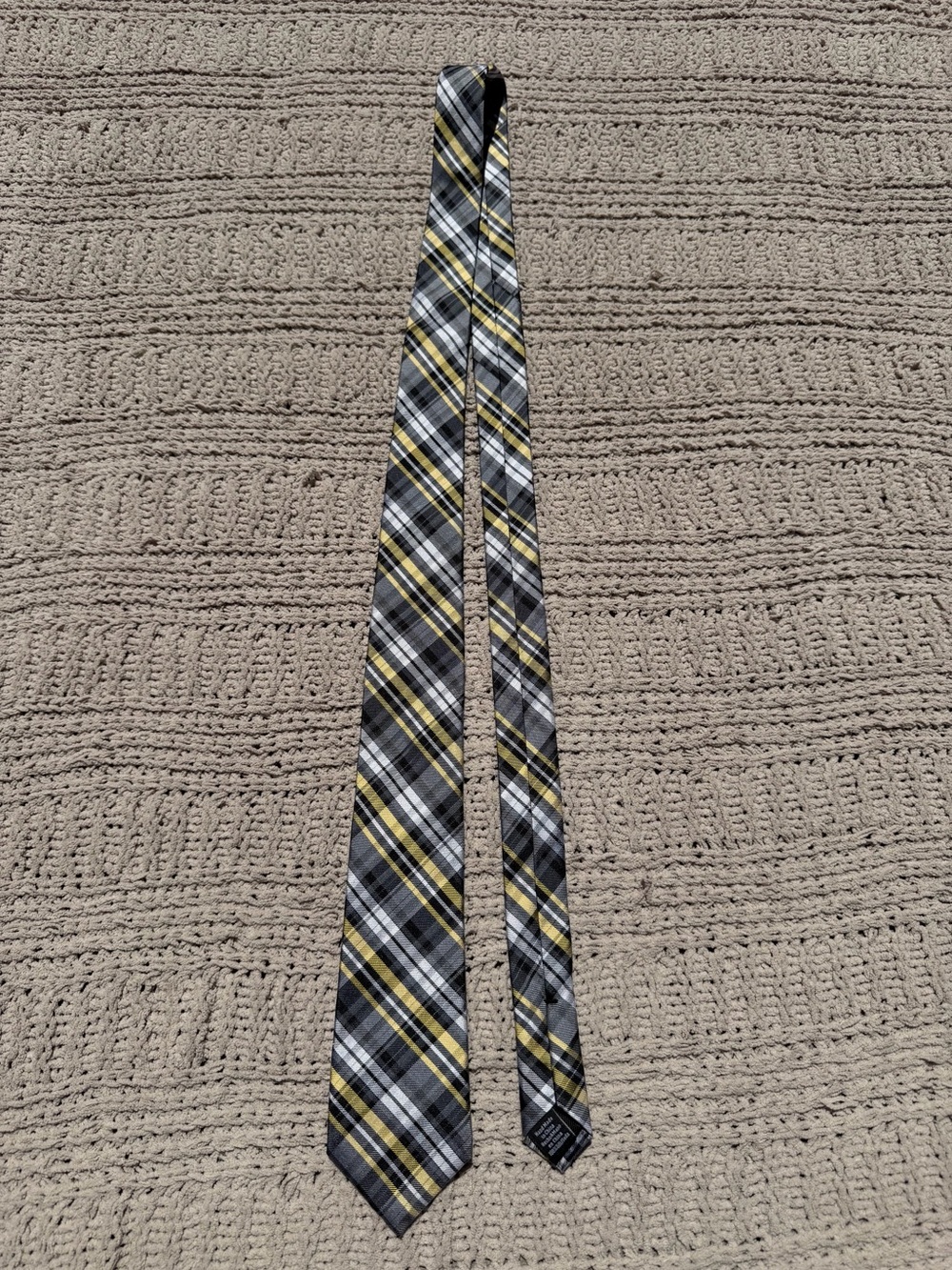 Ben Sherman Plaid Men's Slim Tie in Black, Gray & Yellow